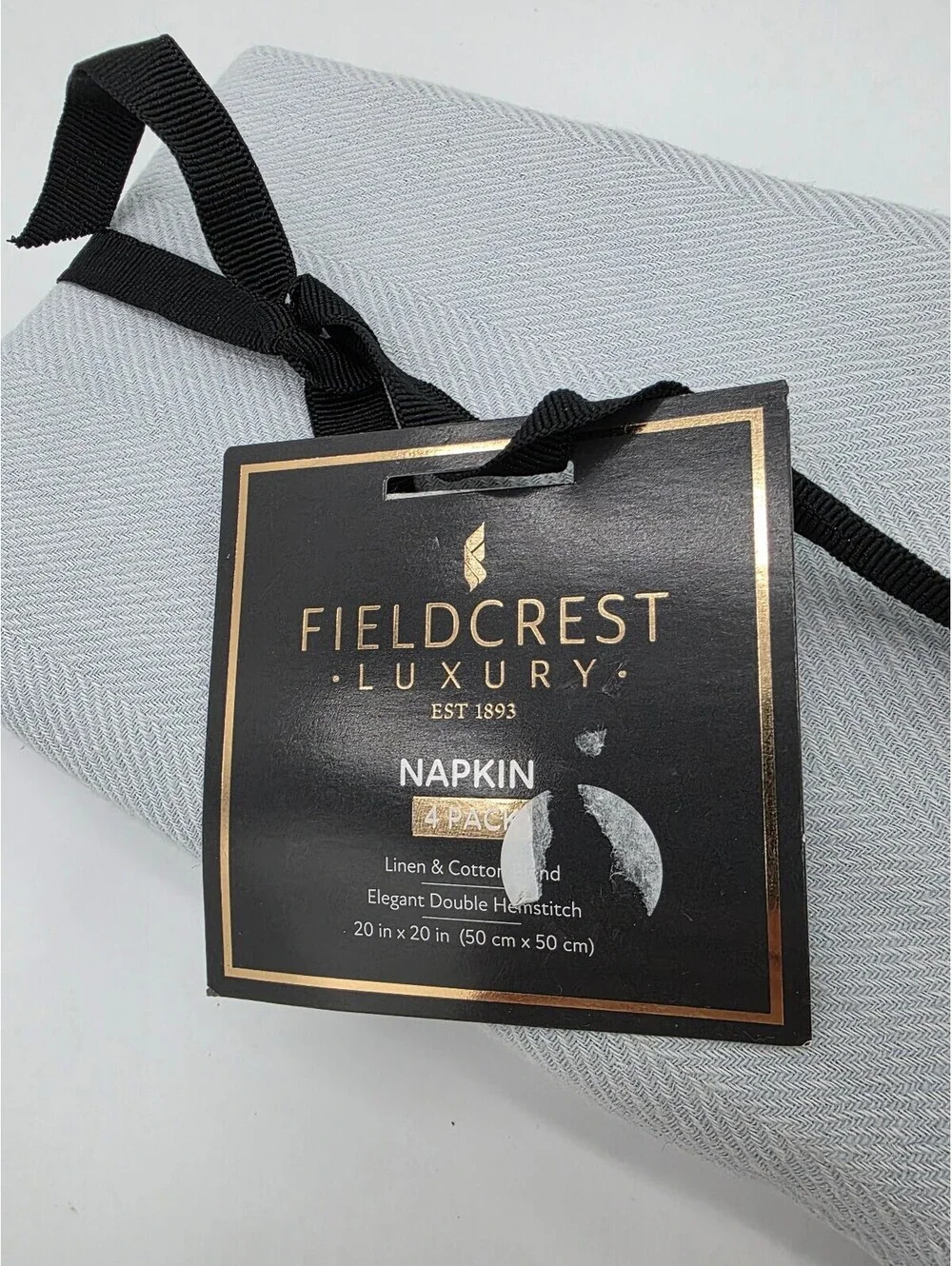 Fieldcrest Luxury Linen & Cotton Blend Napkins, 4 Pack, 20x20 inches, Light Gray